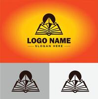 boek logo icoon vector voor boekhandel boek bedrijf uitgeverij encyclopedie bibliotheek onderwijs logo sjabloon