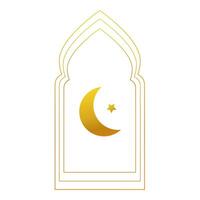 Ramadan. de silhouet van de gouden moskee, de gouden ster en de maan. vector illustratie Aan een wit achtergrond