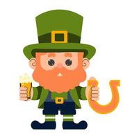 gelukkig Iers elf van Ierse folklore Aan een geïsoleerd achtergrond. vector illustratie. st. Patrick dag.