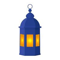 vector blauw lantaarn, de licht is Aan binnen. illustratie Aan een wit achtergrond. Ramadan