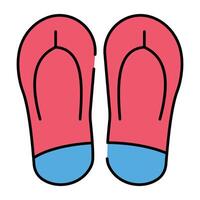 een paar- van strand slippers icoon, vlak ontwerp van omdraaien flop vector