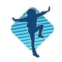 silhouet van een vrouw danser in actie houding. silhouet van een slank vrouw in dansen houding. vector