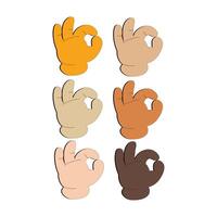 hand- met vingers gespreid gebaar icoon. verheven hand- emoji. gevouwen handen teken, allemaal huid toon gebaar emoji vector