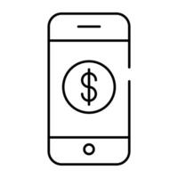 dollar binnen smartphone aanduiding concept van mobiel bank vector