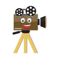 film camera mascottes karakter, retro film film mascotte tekenfilm stijl vector hand- getrokken illustratie, geschikt voor bioscoop en kinderen filmmaken thema's