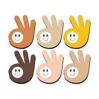 hand- met vingers gespreid gebaar icoon. verheven hand- emoji. gevouwen handen teken, allemaal huid toon gebaar emoji vector