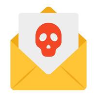 schedel Aan brief aanduiding concept van gehackt mail vector