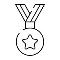 een lineair ontwerp icoon van ster medaille vector