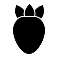 een lekker icoon van aardbei fruit in solide ontwerp vector