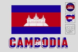 Cambodja kaart en vlag in vector illustratie