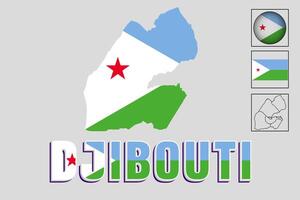 vector illustratie van de Djibouti vlag en kaart