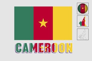 Kameroen kaart en vlag vector, Kameroen kaart, vector