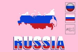 Rusland kaart en Rusland vlag vector tekening