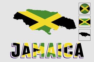 Jamaica kaart en vlag in vector illustratie