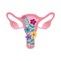 vagina met bloemen kleuren vector