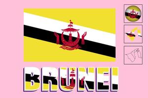 Brunei kaart en Brunei vlag vector tekening