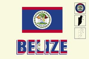 Belize kaart en Belize vlag vector tekening