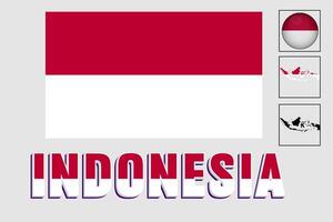 Indonesië kaart en vlag in vector illustratie