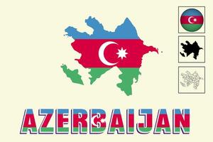 Azerbeidzjan kaart en Azerbeidzjan vlag vector tekening