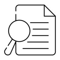 een lineair ontwerp icoon van zoeken papier vector