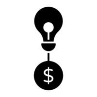 dollar binnen licht lamp, concept van financieel idee vector