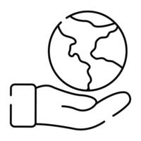 hand- Holding wereldbol, icoon van planeet zorg vector