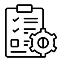checklist met versnelling, icoon van lijst beheer vector