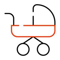 bewerkbare ontwerp icoon van baby wandelwagen vector