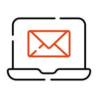 envelop binnen laptop, icoon van online mail vector