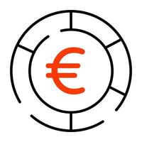 een bewerkbare ontwerp icoon van euro munt vector