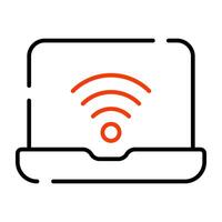 Wifi signalen binnen laptop, icoon van verbonden laptop vector