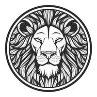 leeuw hoofd zwart en wit tekening tatoeëren ontwerp vector illustratie