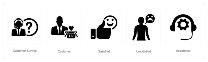 een reeks van 5 klant onderhoud pictogrammen net zo klant onderhoud, klant, tevreden vector