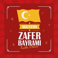 zafer bayrami met vlag en confetti vector