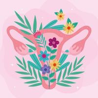 roze vagina met bloemen vector