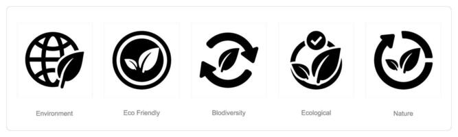 een reeks van 5 ecologie pictogrammen net zo omgeving, eco vriendelijk, biodiversiteit vector