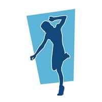 silhouet van een vrouw danser in actie houding. silhouet van een vrouw dansen gelukkig. vector