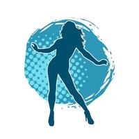 silhouet van een slank vrouw in dans houding. silhouet van een vrouw dansen. vector