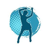 silhouet van een vrouw danser in actie houding. silhouet van een slank vrouw in dansen houding. vector