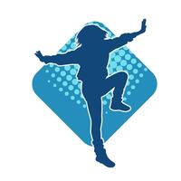 silhouet van een vrouw danser in actie houding. silhouet van een vrouw dansen gelukkig. vector