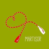 martelaar voorjaar symbool illustratie folklore rood en wit lint amulet vector