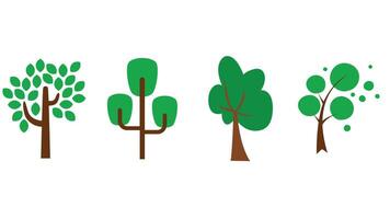 bomen en groen bladeren verzameling vector kunst illustratie geïsoleerd