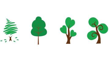 bomen en groen bladeren verzameling vector kunst illustratie geïsoleerd