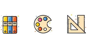 abstract blauw en geel icoon reeks vector illustraties