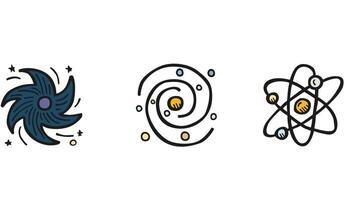 galactisch en zonne- systeem, ruimte hand getekend planeten en elementen vector illustratie