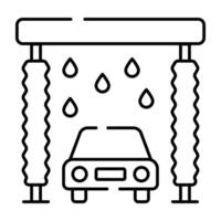 een lineair ontwerp icoon van auto het wassen vector