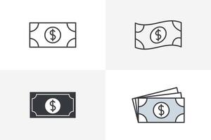 valuta geld icoon bundel, contant geld dollar teken reeks financiën vector illustratie