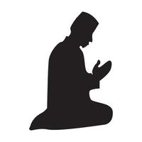 silhouet van moslim bidden, moslim shalat silhouet vector