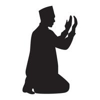 silhouet van moslim bidden, moslim shalat silhouet vector