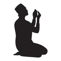 silhouet van moslim bidden, moslim shalat silhouet vector